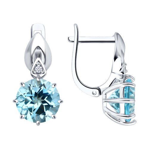Серьги SOKOLOV - Серебро 925, Топаз, Фианит (арт. 92021218)