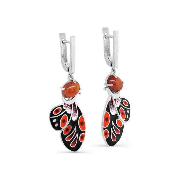 Серьги Кабаровских - Серебро 925, Гессонит, Эмаль (арт. 12-687-9790)