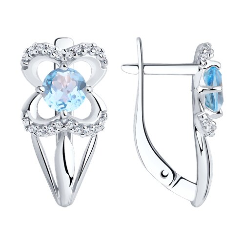 Серьги Diamant - Серебро 925, Топаз, Фианит (арт. 94-320-00381-1)