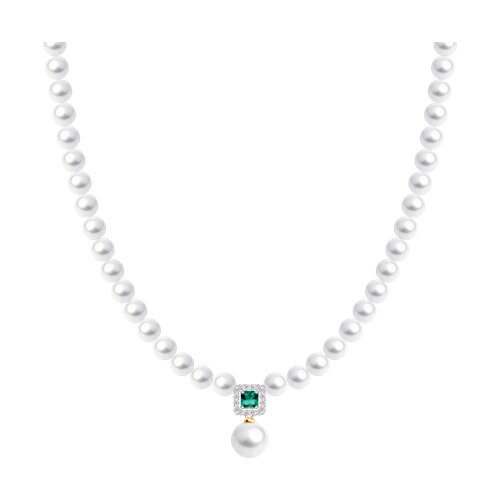 Колье SOKOLOV - Золото 585, Жемчуг культивированный, Изумруд, Сапфир (арт. 797115)