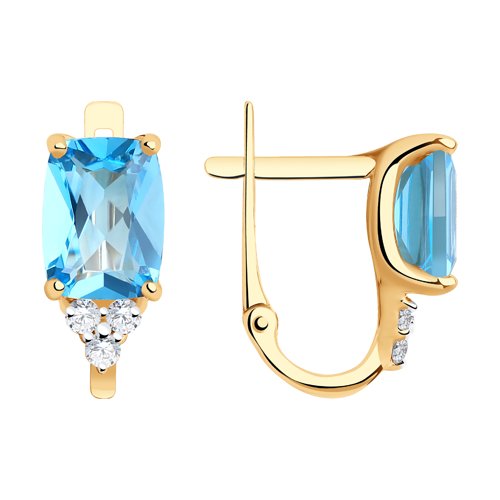 Серьги SOKOLOV - Золото 375, Топаз, Фианит (арт. 37727480)