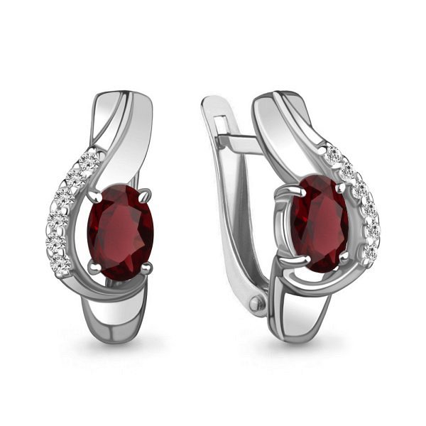 Серьги Аквамарин - Серебро 925, Гранат, Фианит (арт. 4780003А.5)