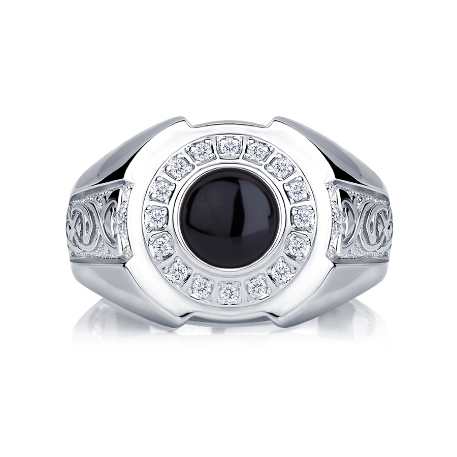 Кольцо Platinum Lab. - Платина 950, Бриллиант, Оникс (арт. ПК-080-01)