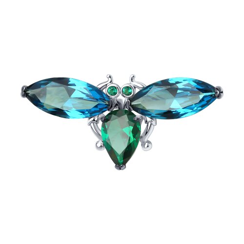 Брошь SOKOLOV - Серебро 925, Синтетический ситалл , Фианит (арт. 92040113)