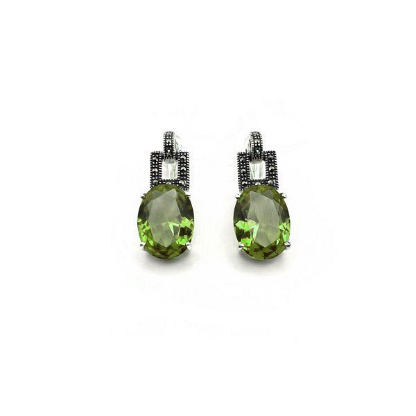 Серьги Эвора - Серебро 925, Марказит, Синтетический ситалл (арт. 656497)