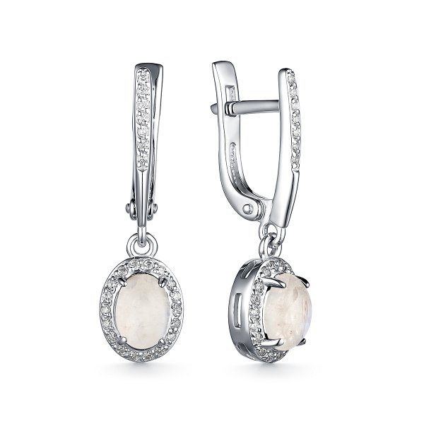 Серьги Дар - Серебро 925, Лунный камень, Фианит (арт. С-3803рк43600)