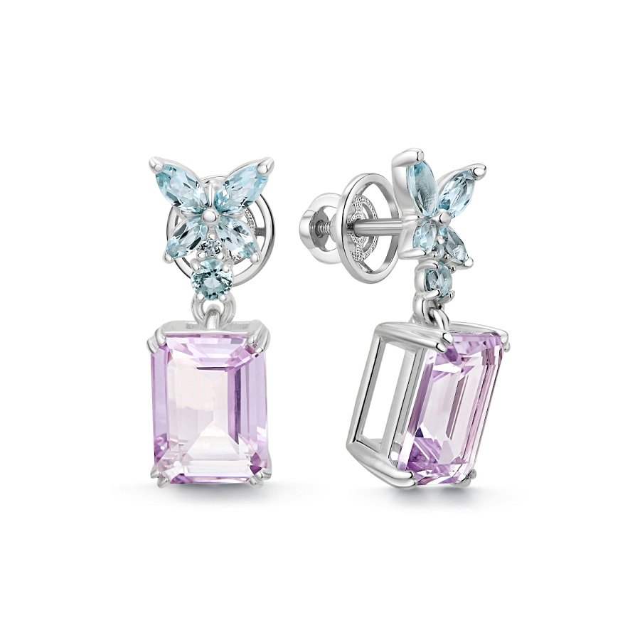 Серьги Дар - Серебро 925, Аметист, Топаз (арт. Сэ-0085рс415902)