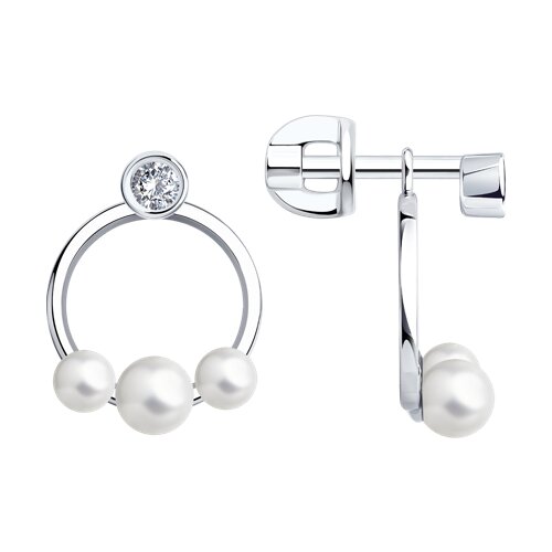Серьги SOKOLOV - Серебро 925, Жемчуг имитация, Фианит (арт. 94026787)