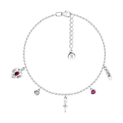 Браслет SOKOLOV - Серебро 925, Синтетический рубин, Фианит (арт. 94051196)