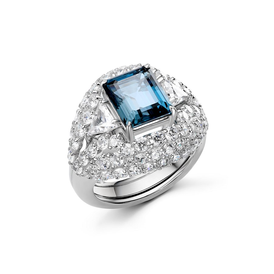 Кольцо Дар - Серебро 925, Топаз лондон, Фианит (арт. К-5229рс411200)