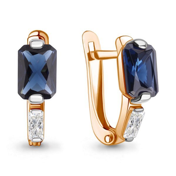 Серьги Аквамарин - Золото 375, Синтетический сапфир , Фианит (арт. 49813Н.8)