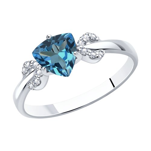 Кольцо SOKOLOV - Серебро 925, Топаз лондон, Фианит (арт. 92011039)