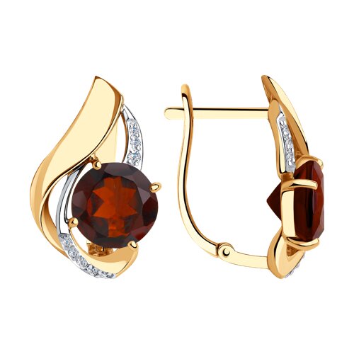 Серьги Diamant - Золото 585, Гранат, Фианит (арт. 51-320-00922-1)