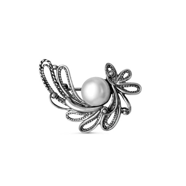Брошь Красная пресня - Серебро 925, Жемчуг культивированный (арт. 13311236)
