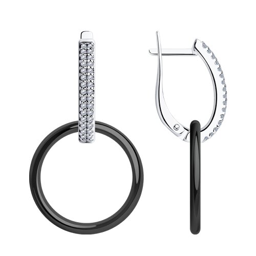 Серьги Diamant - Серебро 925, Керамика, Фианит (арт. 94-121-01318-1)