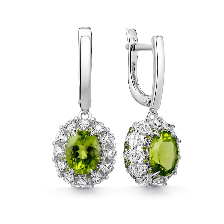 Серьги Дар - Серебро 925, Фианит, Хризолит (арт. С-5231рс40620022)