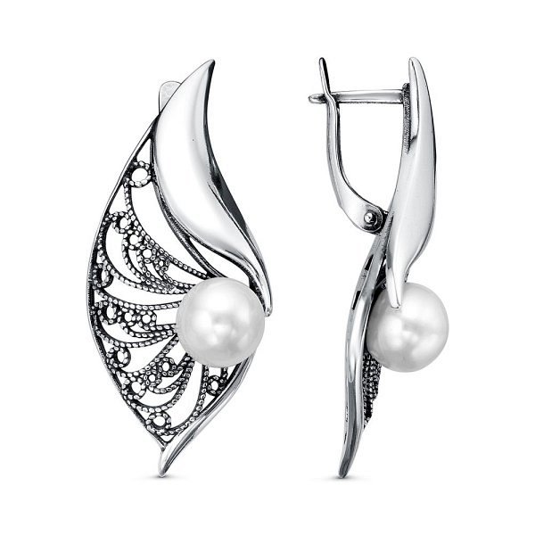 Серьги Красная пресня - Серебро 925, Жемчуг культивированный (арт. 33312926)