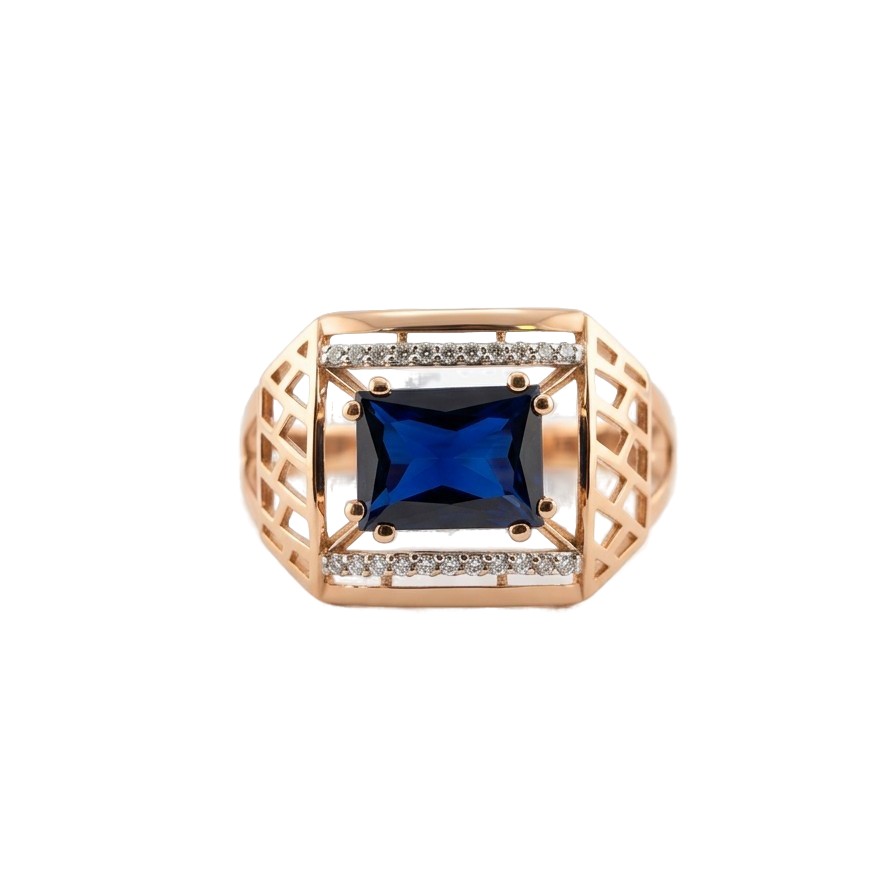 Кольцо ЮФ Династия - Золото 375, Синтетический сапфир , Фианит (арт. 005281-5472)