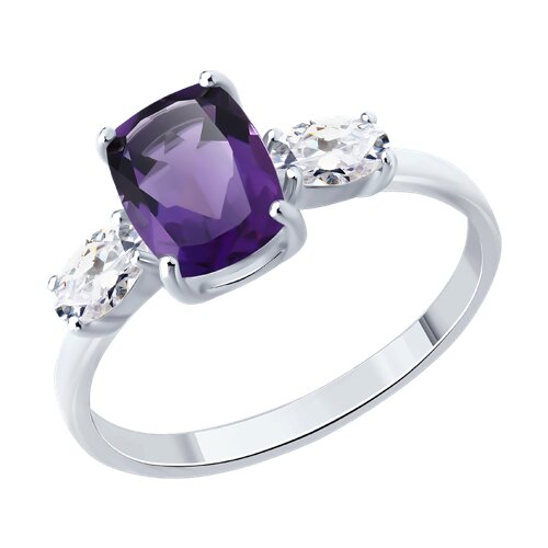 Кольцо SOKOLOV - Серебро 925, Аметист, Фианит (арт. 92014655)