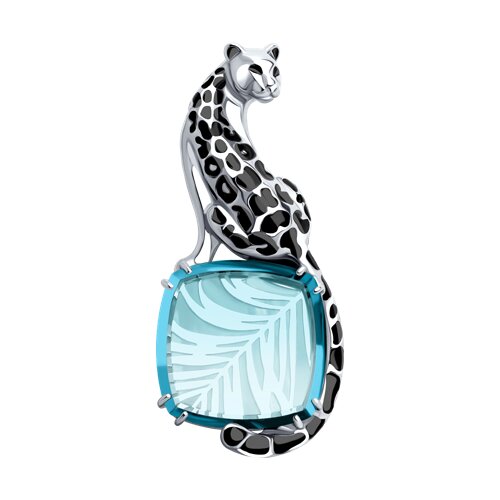 Брошь Diamant - Серебро 925, Синтетический ситалл , Эмаль (арт. 94-340-01672-2)