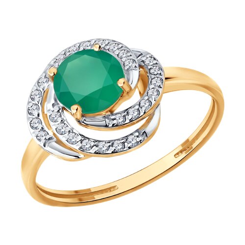 Кольцо SOKOLOV - Золото 585, Агат, Фианит (арт. 717337)