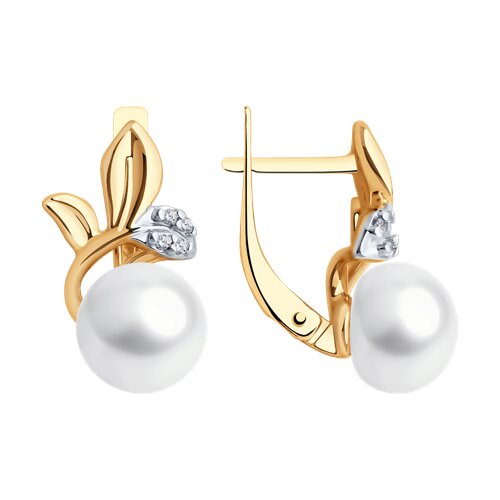 Серьги Diamant - Серебро 925, Жемчуг культивированный, Фианит (арт. 93-320-01961-1)