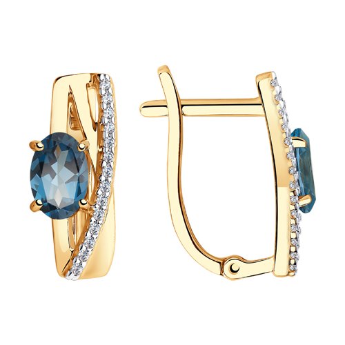Серьги SOKOLOV - Золото 375, Топаз лондон, Фианит (арт. 37725985)
