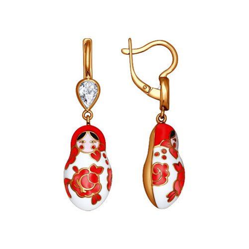 Серьги SOKOLOV - Серебро 925, Фианит, Эмаль (арт. 93020431)