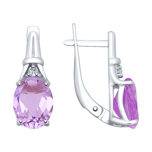 Серьги SOKOLOV - Серебро 925, Аметист, Фианит (арт. 92022026)