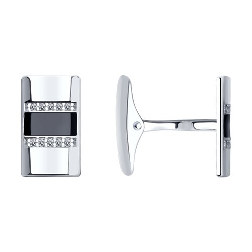 Запонки SOKOLOV - Серебро 925, Фианит, Эмаль (арт. 94160019)