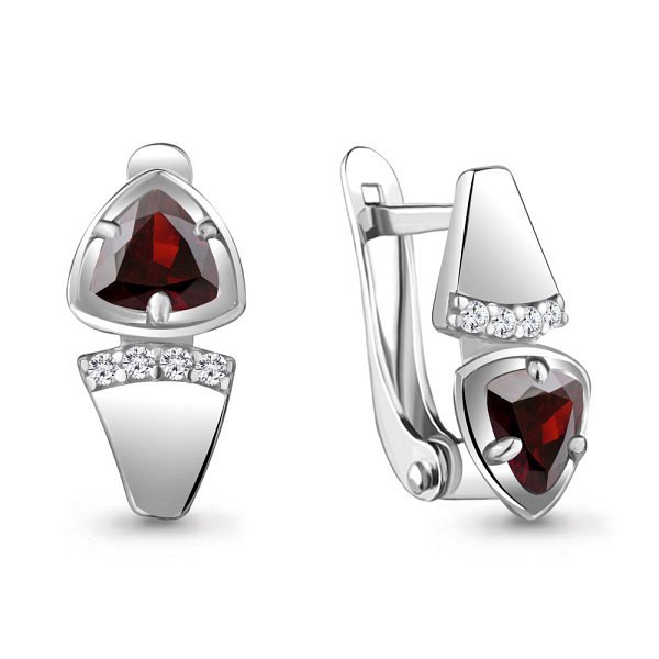 Серьги Аквамарин - Серебро 925, Гранат, Фианит (арт. 4752403А.5)