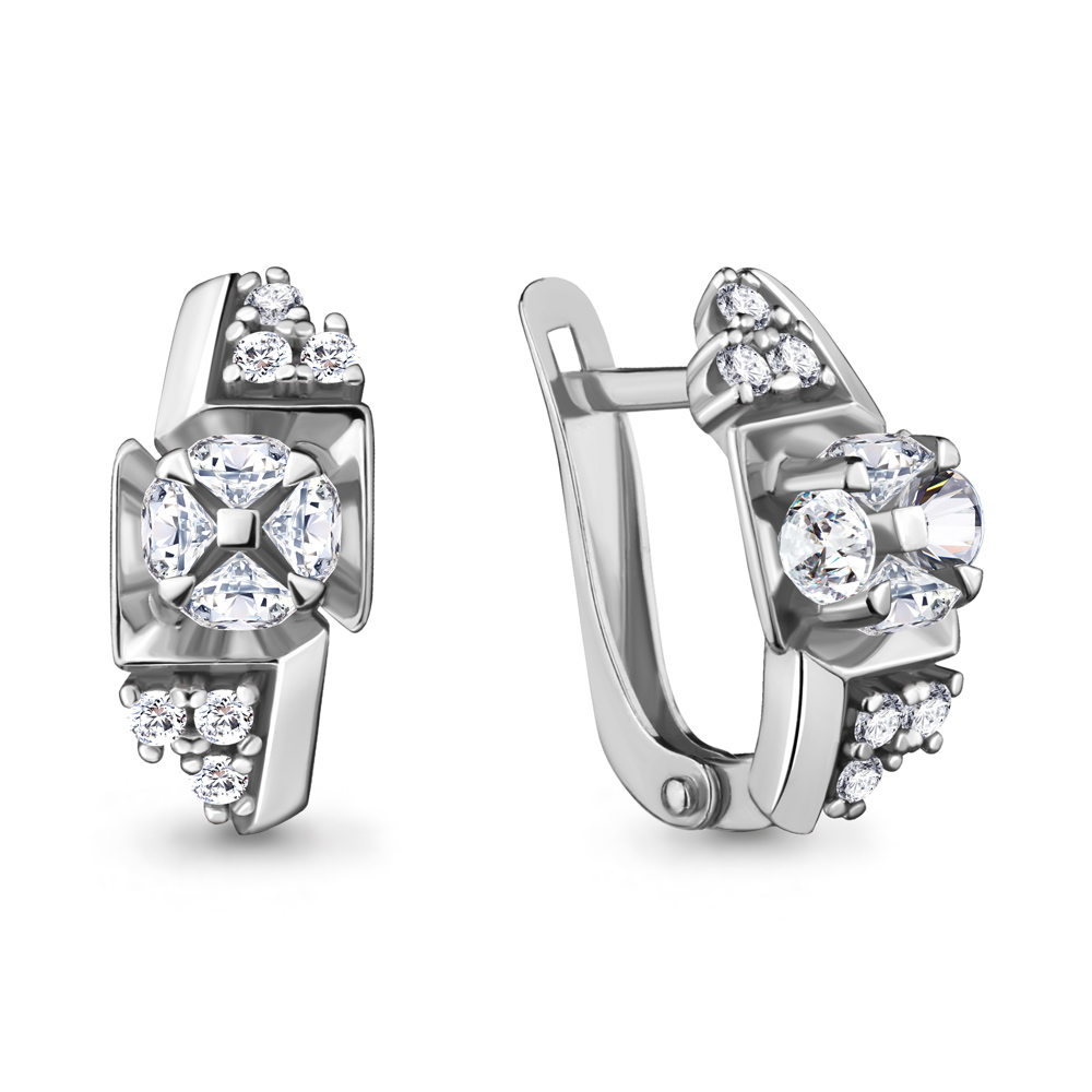 Серьги Аквамарин - Серебро 925, Фианит (арт. 48121А.5)