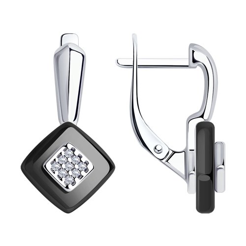 Серьги Diamant - Серебро 925, Керамика, Фианит (арт. 94-120-01270-1)