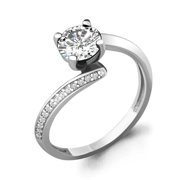 Кольцо Аквамарин - Серебро 925, Фианит (арт. 64002А.5)