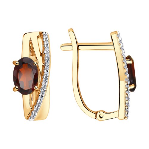 Серьги SOKOLOV - Золото 375, Гранат, Фианит (арт. 37725986)