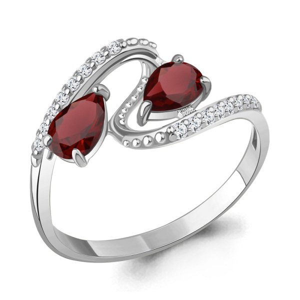 Кольцо Аквамарин - Серебро 925, Гранат, Фианит (арт. 6986603А.5)