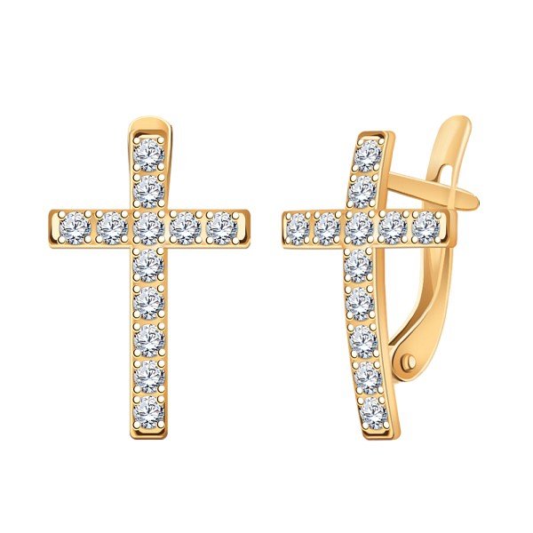 Серьги Атолл - Золото 585, Фианит (арт. 21306)