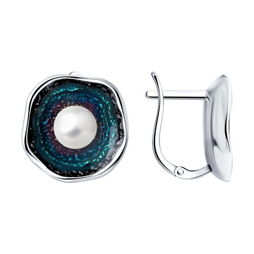 Серьги Diamant - Серебро 925, Жемчуг культивированный, Эмаль (арт. 95-320-01778-1)