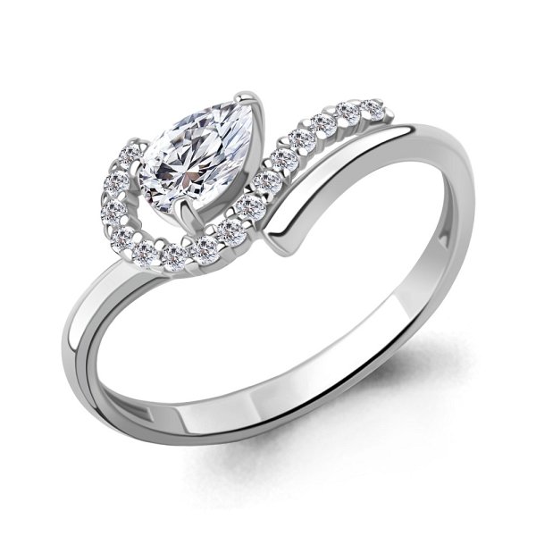 Кольцо Аквамарин - Серебро 925, Фианит (арт. 600200А.5)