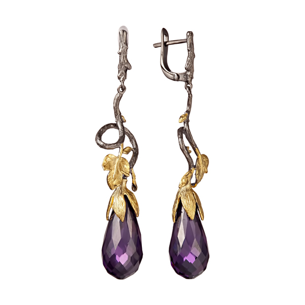 Серьги Мастер Клио - Серебро 925, Синтетический аметист (арт. 13С123190)