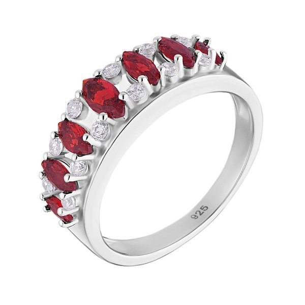 Кольцо Альфа-Карат - Серебро 925, Синтетический гранат, Фианит (арт. A3513RGA)
