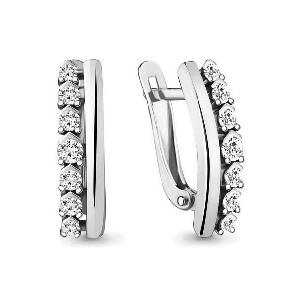 Серьги Аквамарин - Серебро 925, Фианит (арт. 48375А.5)