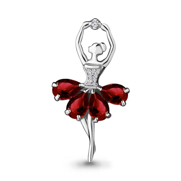 Брошь Аквамарин - Серебро 925, Гранат, Фианит (арт. 7263303А.5)