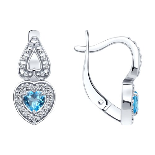 Серьги SOKOLOV - Серебро 925, Топаз, Фианит (арт. 92023153)
