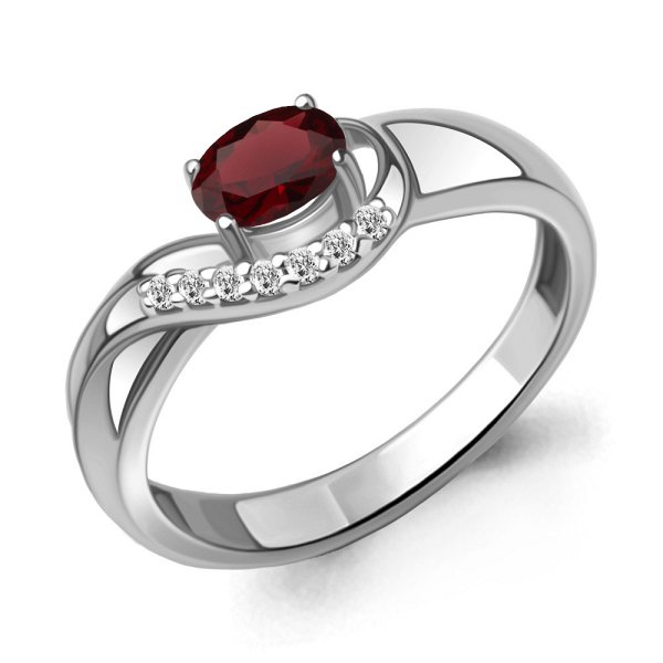 Кольцо Аквамарин - Серебро 925, Гранат, Фианит (арт. 6967103А.5)