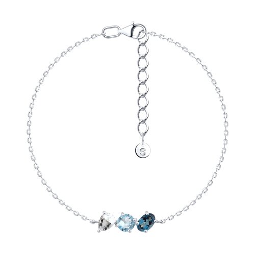 Браслет SOKOLOV - Серебро 925, Горный хрусталь, Топаз, Топаз лондон (арт. 92050189)