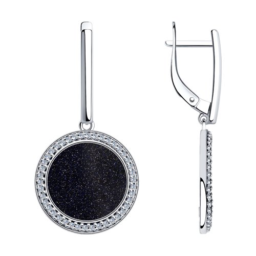 Серьги SOKOLOV - Серебро 925, Авантюриновое стекло, Фианит (арт. 94023582)