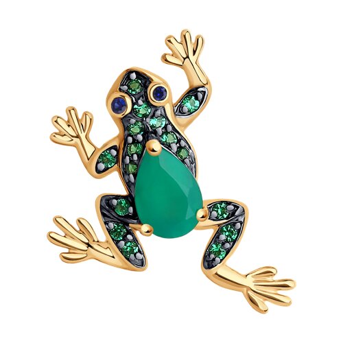 Подвеска SOKOLOV - Золото 375, Агат, Синтетический сапфир , Фианит (арт. 37732377)