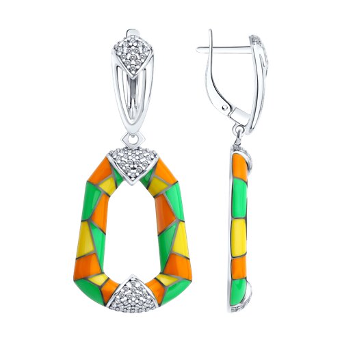 Серьги Diamant - Серебро 925, Фианит, Эмаль (арт. 94-121-00041-1)