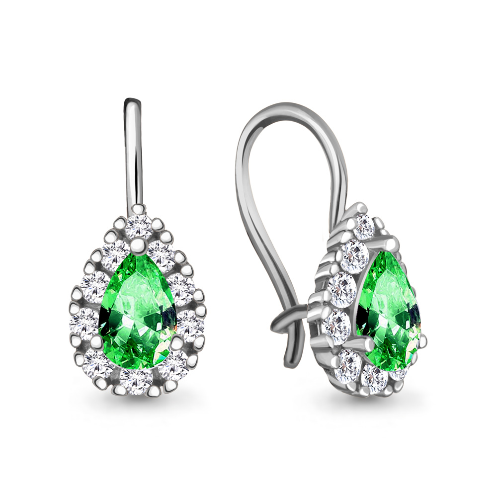 Серьги Аквамарин - Серебро 925, Стекло, Фианит (арт. 40968Г.5)